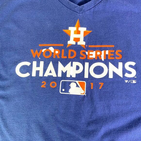 Fantastic MLB Houston Astros Blue T-Shirt Womens World Champions 2017 Size XL - Picture 6 of 9